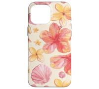 Carcasa para iPhone 16 Pro MAX Tropical Hibiscus Seashells Summer Floral Pattern