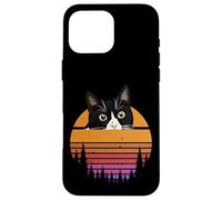 Carcasa para iPhone 16 Pro MAX Tuxedo Cat Retro 70s Sunset Vintage Cat Lover