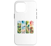 Carcasa para iPhone 16 Pro MAX Verano al Aire Libre Acuarela escenas Granja Playa Parque