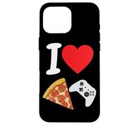 Carcasa para iPhone 16 Pro MAX Videojuegos Jugador Pizza Amor Queso Pepperoni Niños Hombres
