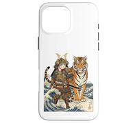 Carcasa para iPhone 16 Pro MAX Vintage Anime Samurai Gato en Guerrero Tigre Japonés Otaku