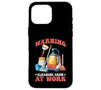 Carcasa para iPhone 16 Pro MAX Warning Cleaning Crew At Work Custodio de Conserje -