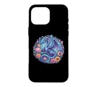 Carcasa para iPhone 16 Pro MAX Watercolor Dragon Flowers Beautiful Art Colorful Graphic