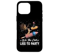 Carcasa para iPhone 16 Pro MAX We The Cats Like To Party American Cat 4th of July Patriotic