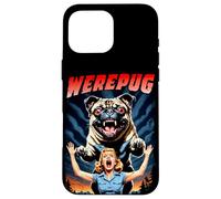 Carcasa para iPhone 16 Pro MAX Werepug - Retro Vintage B-Movie 80's Horror Hombre Lobo Perro Pug