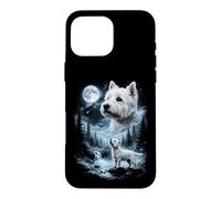 Carcasa para iPhone 16 Pro MAX West Highland White Terrier Howling to The Moon Retro 90