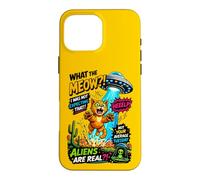 Carcasa para iPhone 16 Pro MAX What The Meow Funny Cat UFO Abduction Sci-Fi Alien