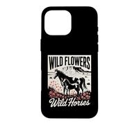 Carcasa para iPhone 16 Pro MAX Wild Horses Wildflowers Cowgirl Country Western Rodeos