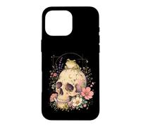 Carcasa para iPhone 16 Pro MAX Witchy Cottagecore Skull Flowers Frog Goblincore Estética