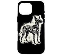 Carcasa para iPhone 16 Pro MAX Xoloitzcuintli Perro Mexicano Sin Pelo Azteca Xolo Linocut