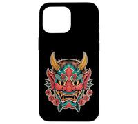 Carcasa para iPhone 16 Pro MAX Yokai Oni Máscara Facial Diablo Demonio Japonés Tatuaje Máscara Oni