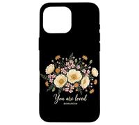Carcasa para iPhone 16 Pro MAX You Are Loved Romans 5:8 Cristiano Floral Fe Religioso