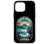 Carcasa para iPhone 16 Pro MAX Yufuin Onsen Japón Hot Spring Lake Japanese Kanji Souvenir