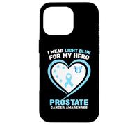 Carcasa para iPhone 16 Pro Me Pongo Azul Claro para la Conciencia del cáncer de próstata de mi héroe