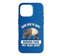 Carcasa para iPhone 16 Pro Mens Womens Kids Humans Hurt Head Tapirs Make Me Happy