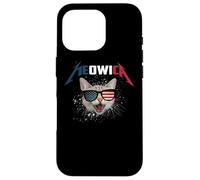 Carcasa para iPhone 16 Pro Meowica USA American Flag Cat Funny Patriotic 4th of July