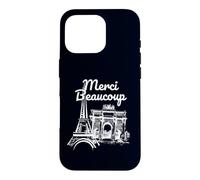 Carcasa para iPhone 16 Pro Merci Beaucoup Divertido Francés Diciendo París Amante Parisino