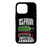 Carcasa para iPhone 16 Pro Mi batería Social vacía hasta enero Navidad Divertida