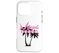 Carcasa para iPhone 16 Pro Miami Beach Florida Palmera Retro Tropical