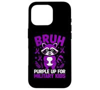 Carcasa para iPhone 16 Pro Military Child Month Raccoon, Purple Up for Military Kids