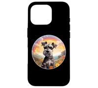 Carcasa para iPhone 16 Pro Miniatura Schnauzer Lover Cute Rainbow Bridge Puppy Dog Art
