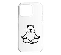Carcasa para iPhone 16 Pro Minimalista BLK Capybara Yoga Pocket Zen Meditación Amante