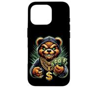 Carcasa para iPhone 16 Pro Money Calling Hip Hop Bear Teddy tee Gángster Rap Swag Dope