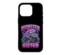 Carcasa para iPhone 16 Pro Monster Sister Shark Truck Funny Pink Sibling