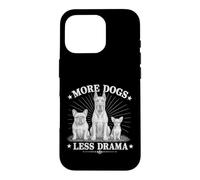 Carcasa para iPhone 16 Pro More Dogs Less Drama Funny Dog Lover Vintage Graphic