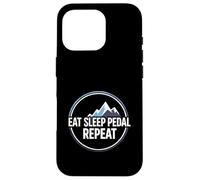 Carcasa para iPhone 16 Pro Mountain Biking Cyclist Eat Sleep Pedal Repeat