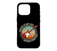 Carcasa para iPhone 16 Pro Music Is My Life Forever - Gráfico Retro de Guitarra eléctrica