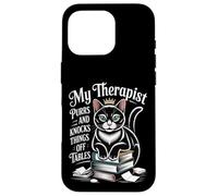 Carcasa para iPhone 16 Pro My Therapist Purrs and Knocks Things Off Tables |-