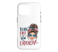 Carcasa para iPhone 16 Pro Nacido Libre Pero Ahora Soy Caro Retro 4 de Julio Mujeres Chica