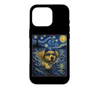 Carcasa para iPhone 16 Pro Nadando Golden Retriever Art Nadador Perro Le Encanta Nadar