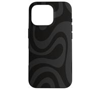 Carcasa para iPhone 16 Pro Negro Gris Remolino Líquido Rayas Líneas Retro Groovy70s 80s