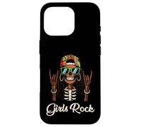 Carcasa para iPhone 16 Pro Niñas Rock Afro Woman Rocker Cool Skeleton Niños Adolescentes