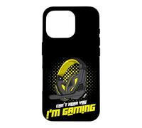 Carcasa para iPhone 16 Pro No te oigo, Juego con Auriculares de Gamer Que Dicen Amarillo