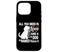 Carcasa para iPhone 16 Pro Nombre de Perro Personalizado Watson Lindo Perro Amante de Las Mascotas