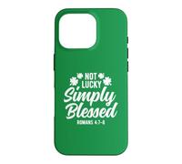 Carcasa para iPhone 16 Pro Not Lucky Simply Blessed, Vintage, St Patrick's Faith Green
