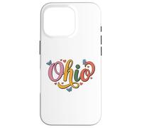 Carcasa para iPhone 16 Pro Ohio Butterfly Script Cute Girl State Pride, Women & Kids