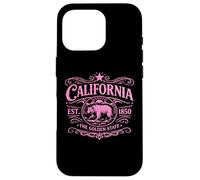 Carcasa para iPhone 16 Pro Oso California 1850 Vintage SoCal Norcal Los Ángeles Rosa
