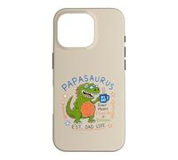 Carcasa para iPhone 16 Pro Papasaurus Number One Dad Funny Dinosaur Rex Día del Padre