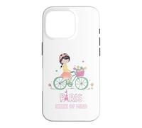 Carcasa para iPhone 16 Pro París Mente Bicicleta Chica Torre Eiffel Estética Viaje Amor