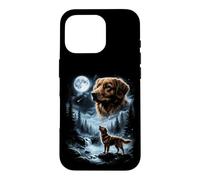 Carcasa para iPhone 16 Pro Pato de Nueva Escocia Tolling Retriever Aullando a la Luna 90