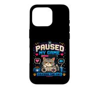 Carcasa para iPhone 16 Pro Pausa Mi Juego para Alimentar Al Gato Gamer Cat Retro