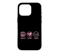Carcasa para iPhone 16 Pro Peace Love and Cats Simple Estética