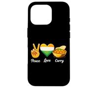 Carcasa para iPhone 16 Pro Peace Love Curry Amante de la Comida India