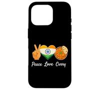 Carcasa para iPhone 16 Pro Peace Love Curry Amante de la Comida India