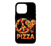 Carcasa para iPhone 16 Pro Peace Love Pizza tee - Divertida pizzería Retro