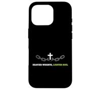 Carcasa para iPhone 16 Pro Pesos más Pesados más Ligero Alma Cristiana fe Fitness Atleta